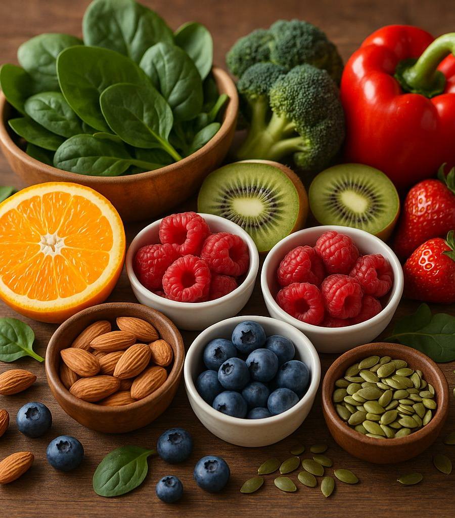 A diverse diet rich in vitamins and minerals for a strong immune system and protection against colds.