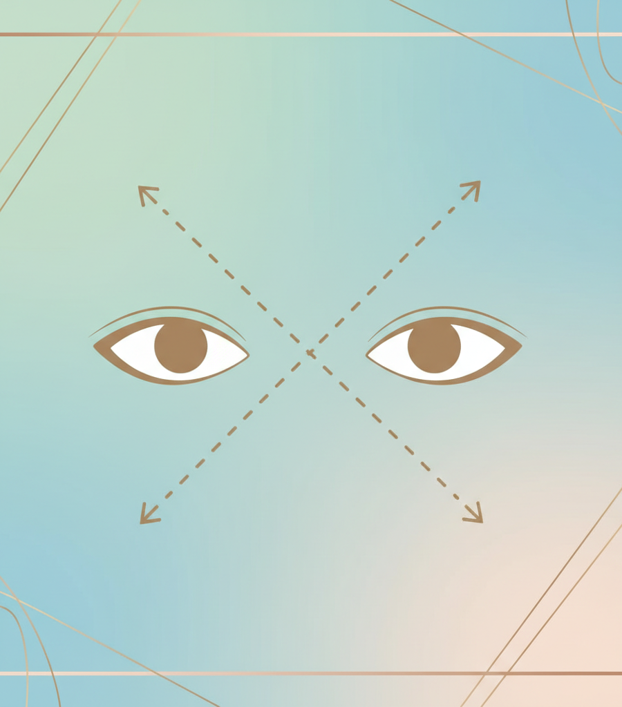 Graphic representation of diagonal eyeball movement, one of the key exercises for healthy eyes.