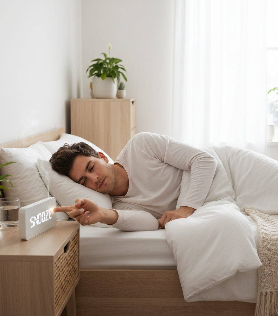 Avoiding the snooze button is one of the key morning habits for health and more energy.