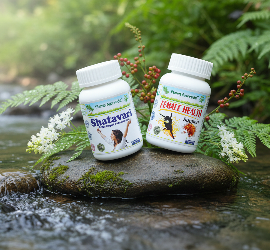 Natural Ayurvedic products for support and management of weight loss hormones in women.
