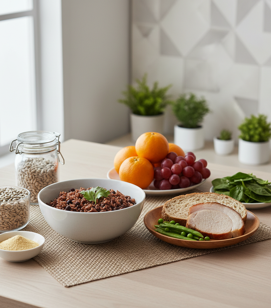 Healthy foods rich in thiamine that help avoid vitamin B1 deficiency in the daily diet.