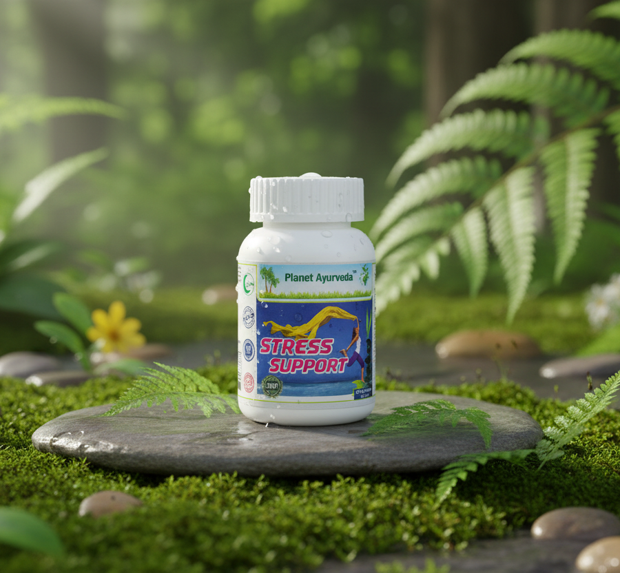 Stress Support dietary supplement for natural stress and cholesterol control.