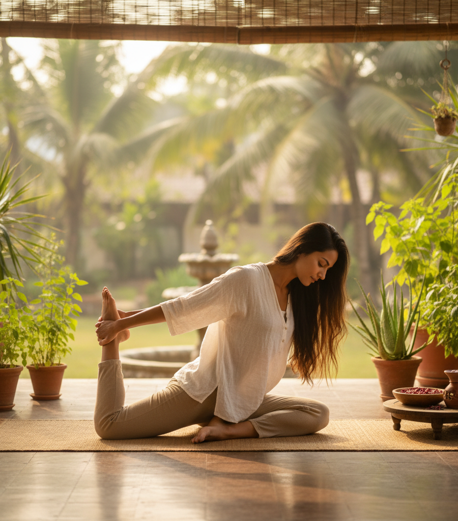 Yoga exercises to improve reproductive health in infertility and the Ayurvedic approach to exercise.
