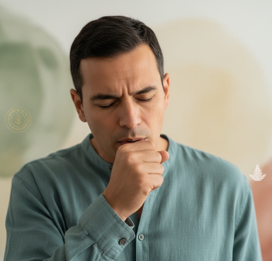 Persistent and chronic cough in a man as one of the possible signs of lung cancer.
