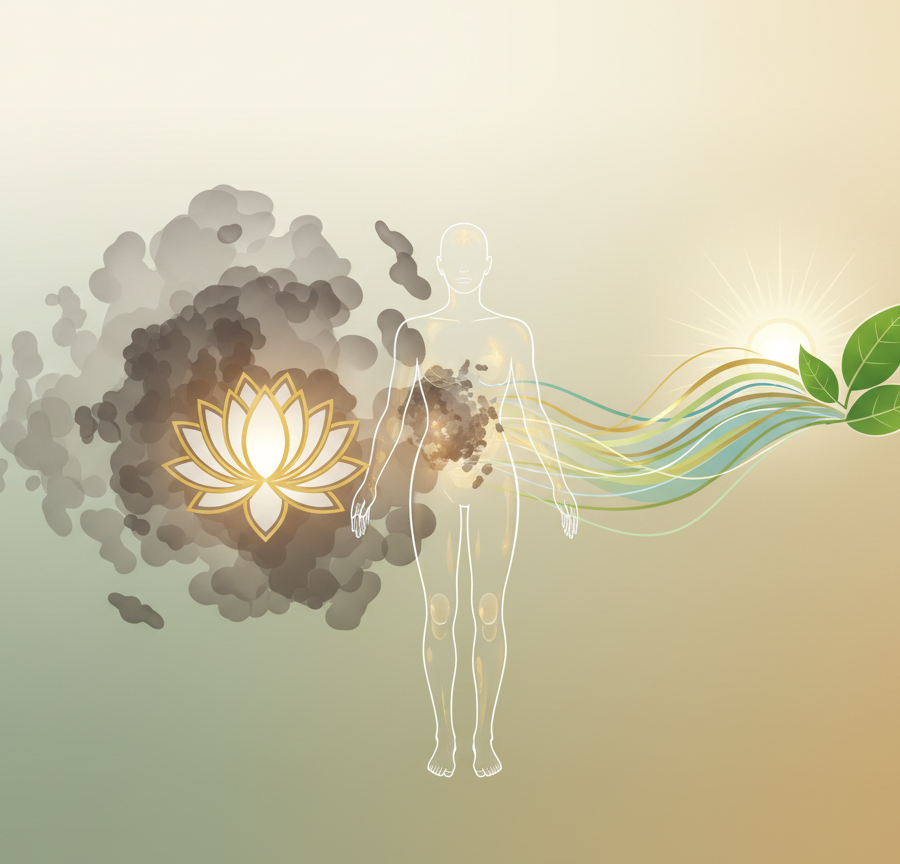 Ayurvedic illustration of the digestive system and metabolic fire that prevents the appearance of weak agni.